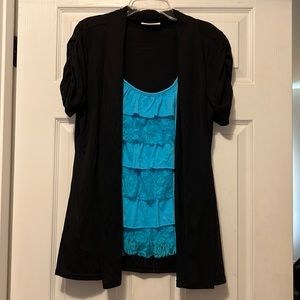 Bobbie Brooks all in one black/aqua top size L